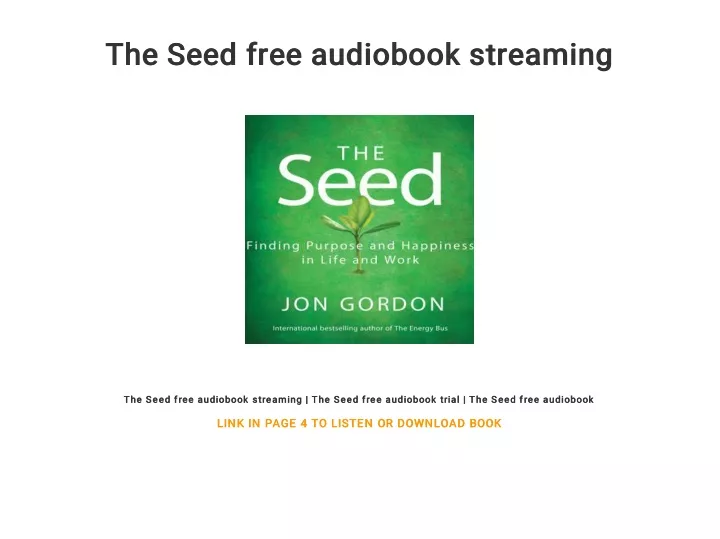 the seed free audiobook streaming the seed free