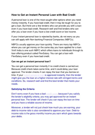 how to get an instant personal loan with