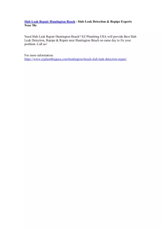 slab leak repair huntington beach slab leak