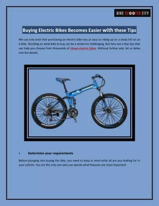 Buying Electric Bikes Becomes Easier with these Tips