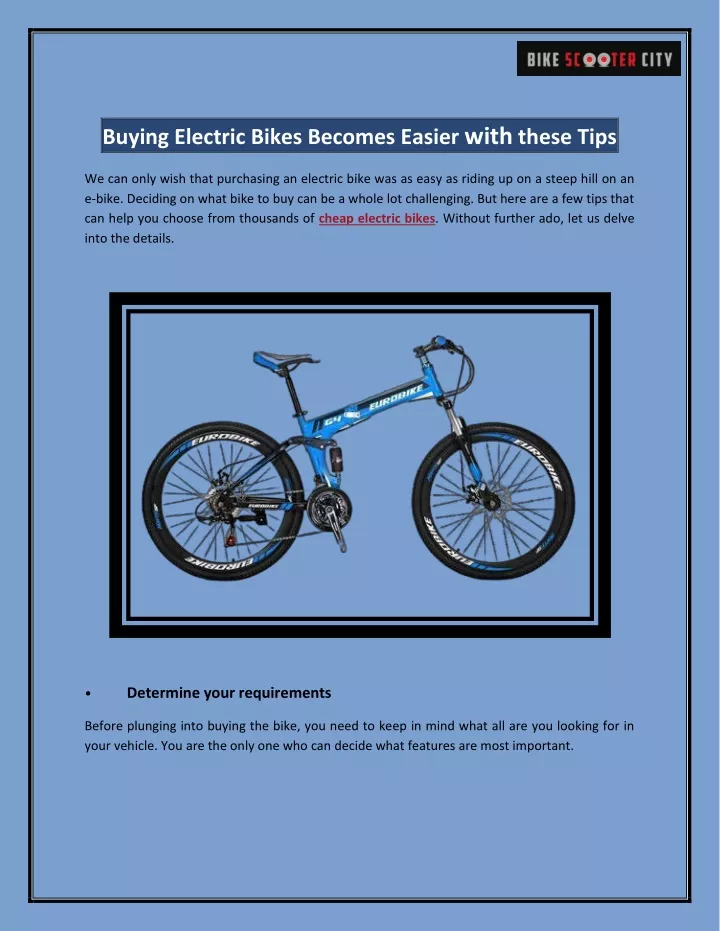 buying electric bikes becomes easier with these