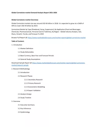 global carmoisine market demand analysis report