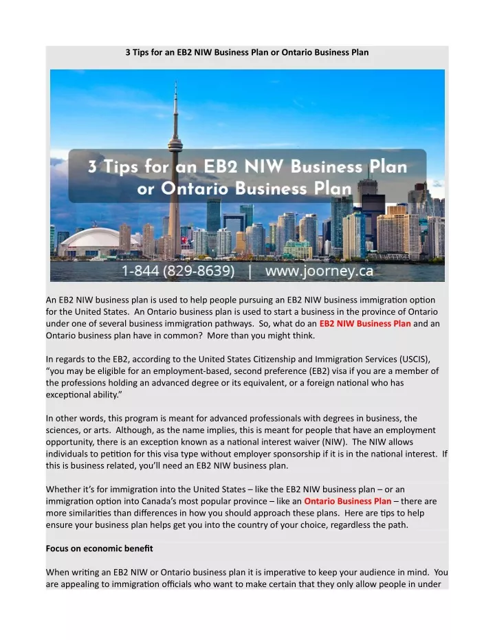 3 tips for an eb2 niw business plan or ontario