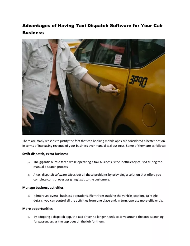 advantages of having taxi dispatch software