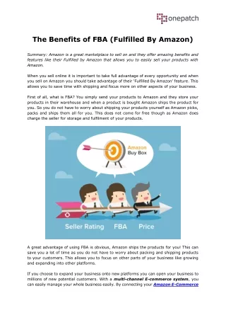 the benefits of fba fulfilled by amazon