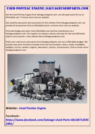 used pontiac engine salvageusedparts com