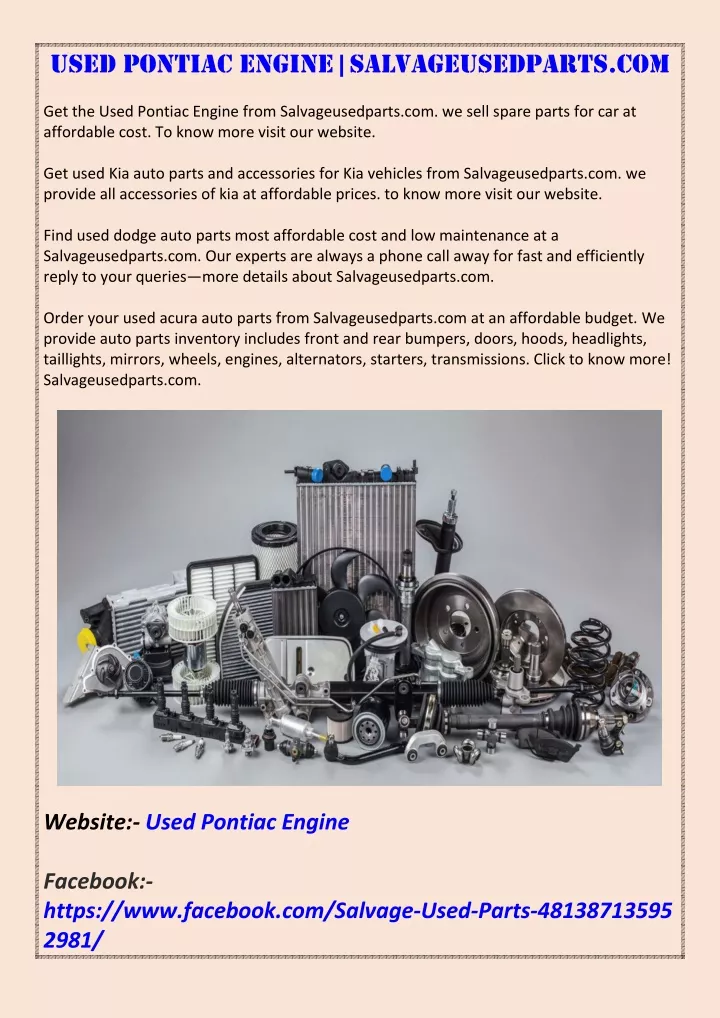 used pontiac engine salvageusedparts com