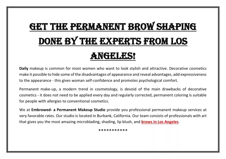 get the permanent brow shaping get the permanent