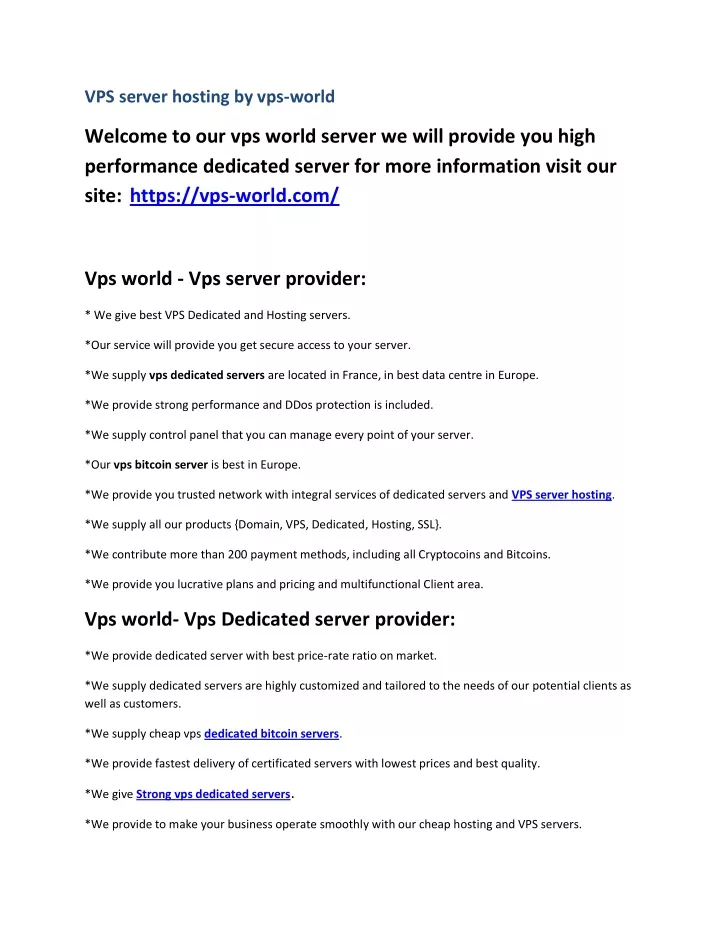 vps server hosting by vps world