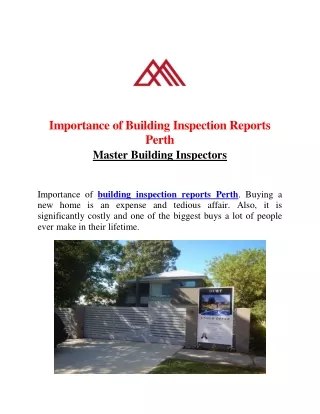 importance of building inspection reports perth