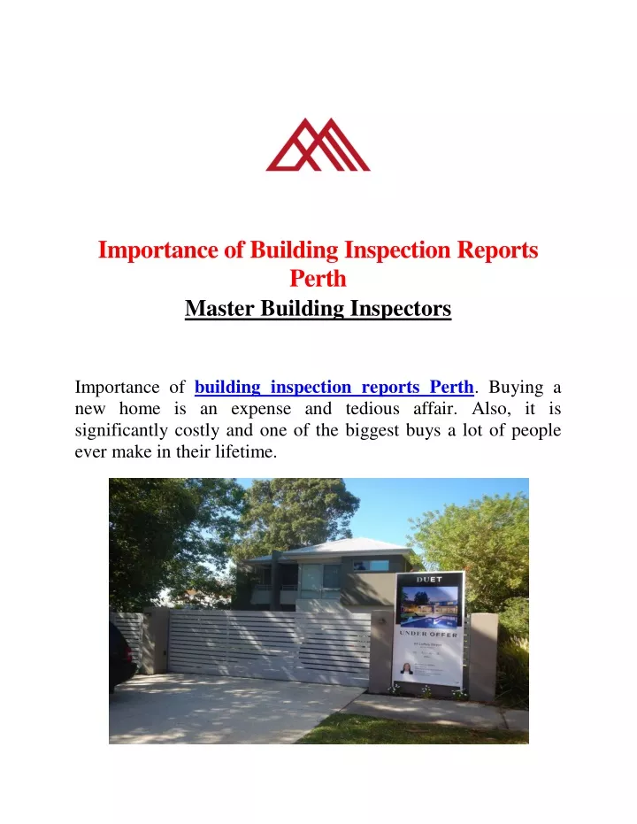 importance of building inspection reports perth