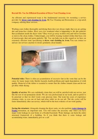 recruit mr vac for efficient execution of dryer