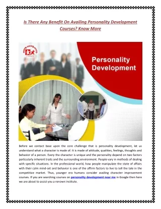 is there any benefit on availing personality