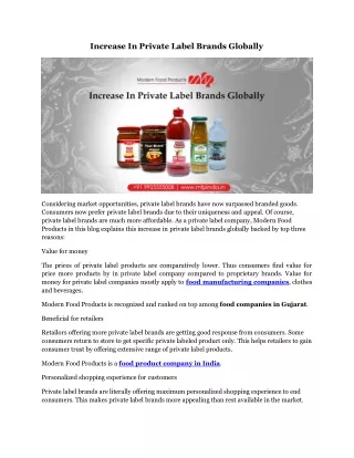 increase in private label brands globally