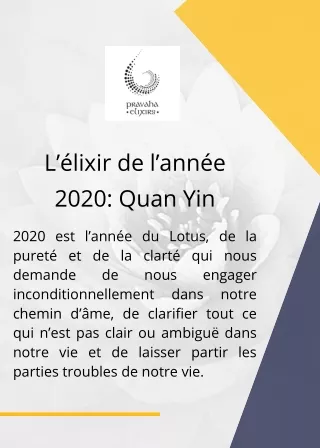 L’élixir de l’année 2020: Quan Yin