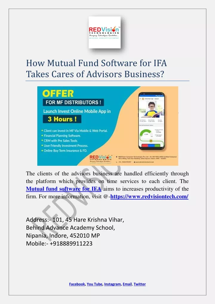 how mutual fund software for ifa takes cares