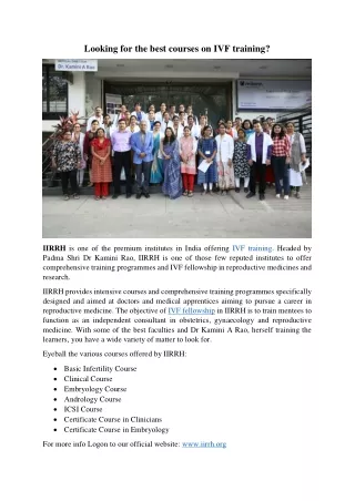 looking for the best courses on ivf training