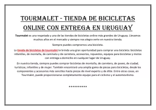 TOURMALET - TIENDA DE BICICLETAS ONLINE CON ENTREGA EN URUGUAY