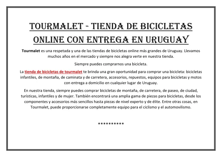tourmalet tienda de bicicletas online con entrega