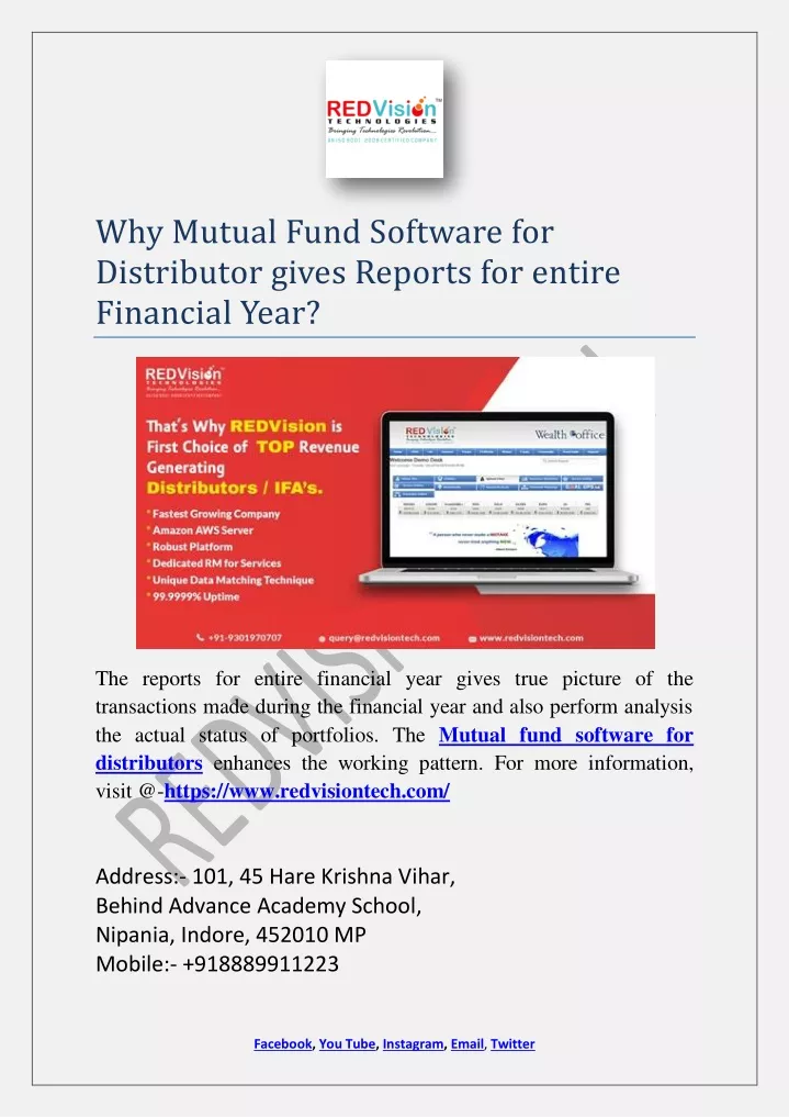 why mutual fund software for distributor gives