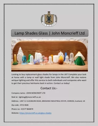 Lamp Shades Glass | John Moncrieff Ltd