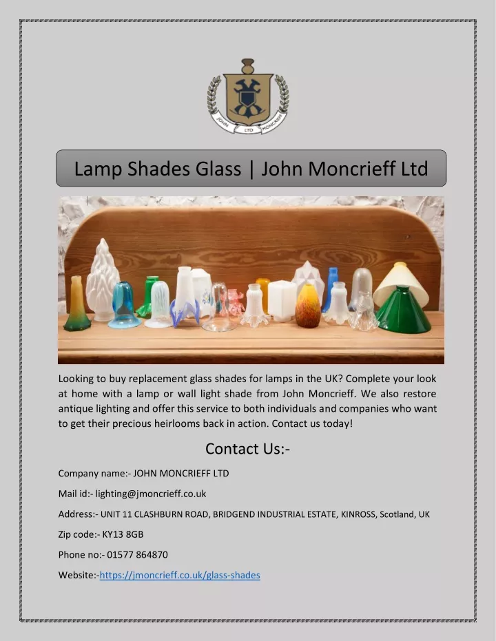 lamp shades glass john moncrieff ltd
