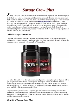 Savage Grow Plus Shark Tank Reviews & Where to buy