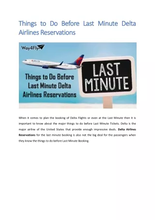 Things to Do Before Last Minute Delta Airlines Reservations