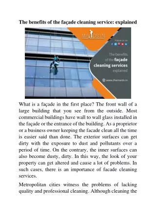 the benefits of the fa ade cleaning service