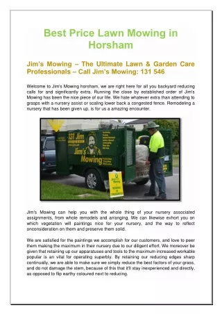 Best Price Lawn Mowing in Horsham