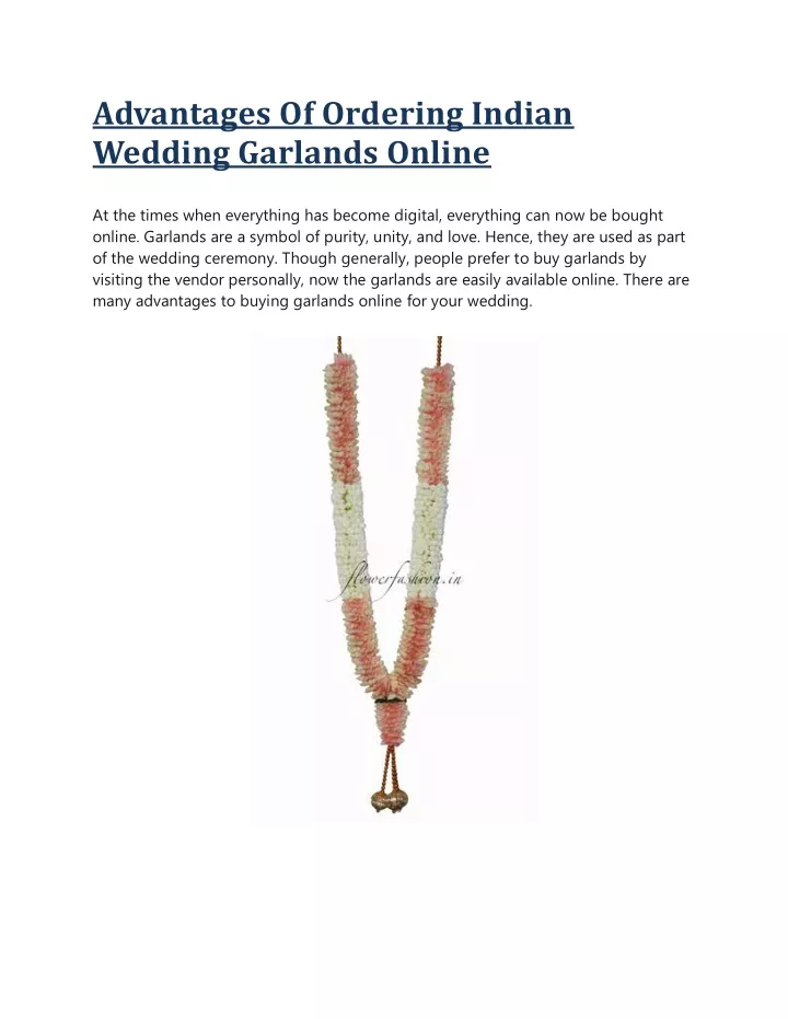advantages of ordering indian wedding garlands
