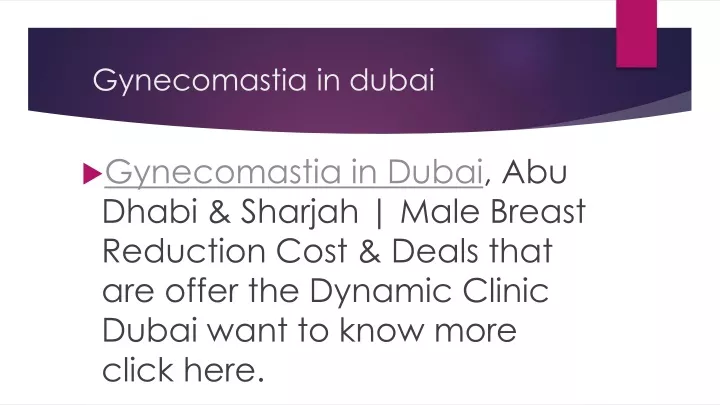 gynecomastia in dubai