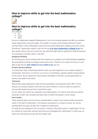 how to improve skills to get into the best