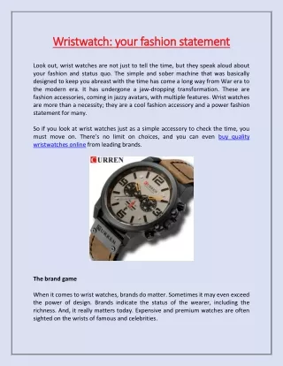 wristwatch your fashion statement wristwatch your