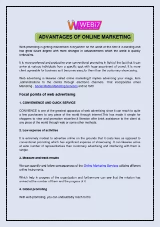 advantages of online marketing