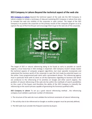 seo company in lahore beyond the technical aspect