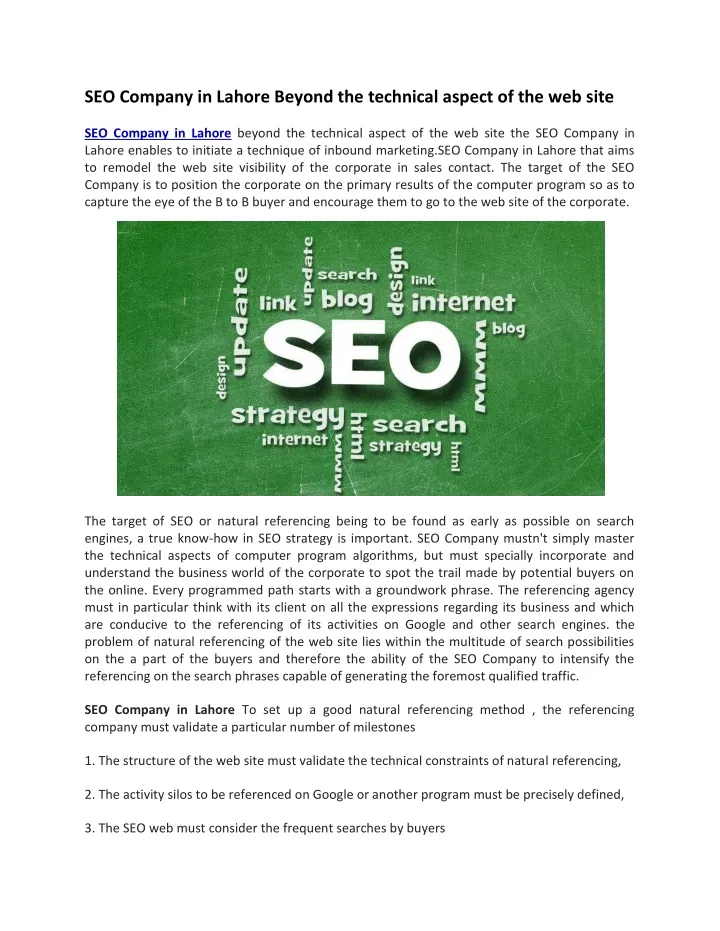 seo company in lahore beyond the technical aspect