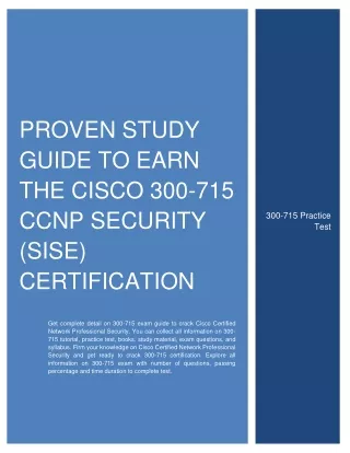 proven study guide to earn the cisco 300 715 ccnp