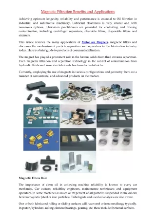 magnetic filtration benefits and applications