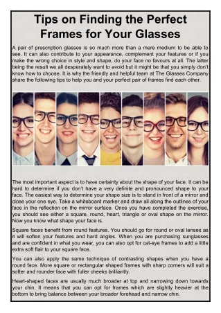 Tips on Finding the Perfect Frames for Your Glasses | The Glasses Company