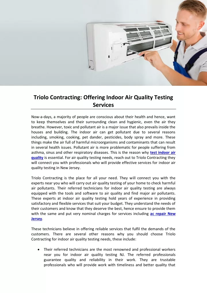 triolo contracting offering indoor air quality