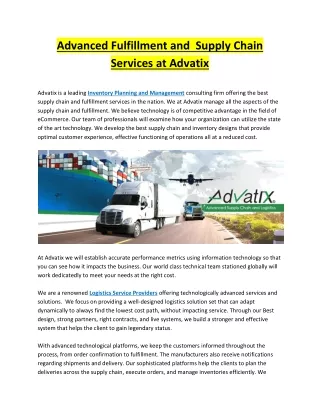 advanced fulfillment and supply chain services