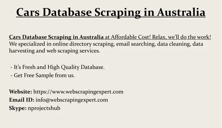 cars database scraping in australia