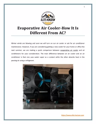 Evaporative Air Cooler-How It Is Different From AC?
