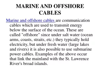 marine and offshore cables