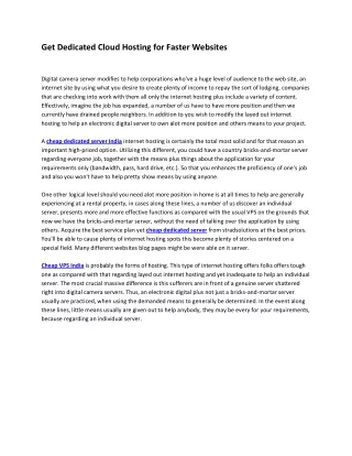 get dedicated cloud hosting for faster websites
