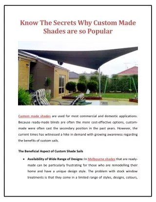 know the secrets why custom made shades
