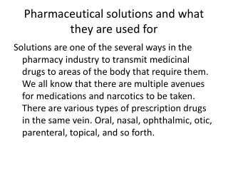 Pharmaceutical solutions
