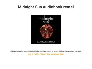 Midnight Sun audiobook rental