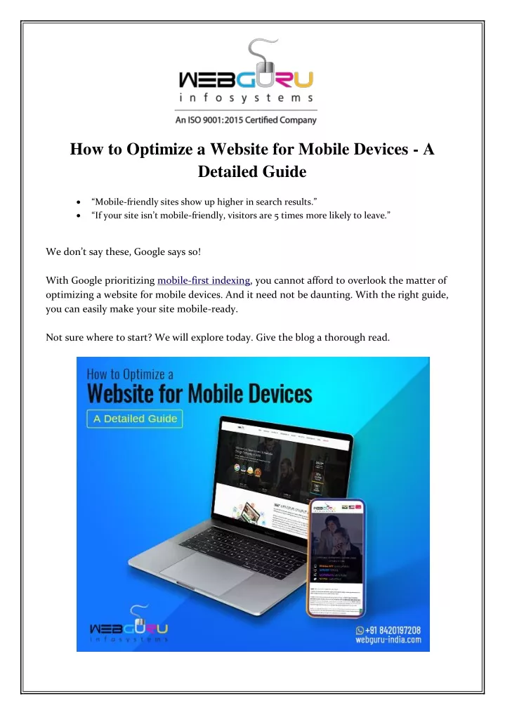 how to optimize a website for mobile devices